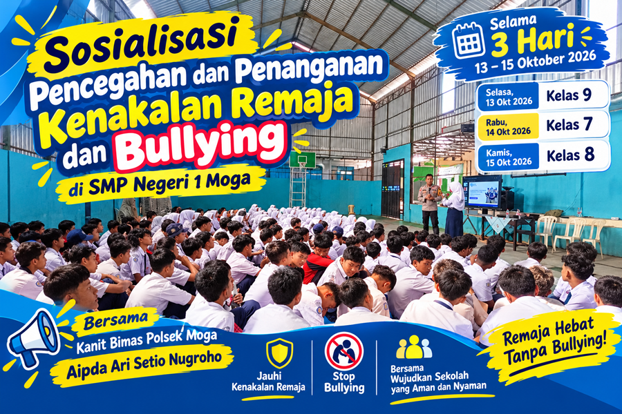 SMP Negeri 1 Moga Gelar Sosialisasi Pencegahan Kenakalan Remaja dan Bullying Selama Tiga Hari